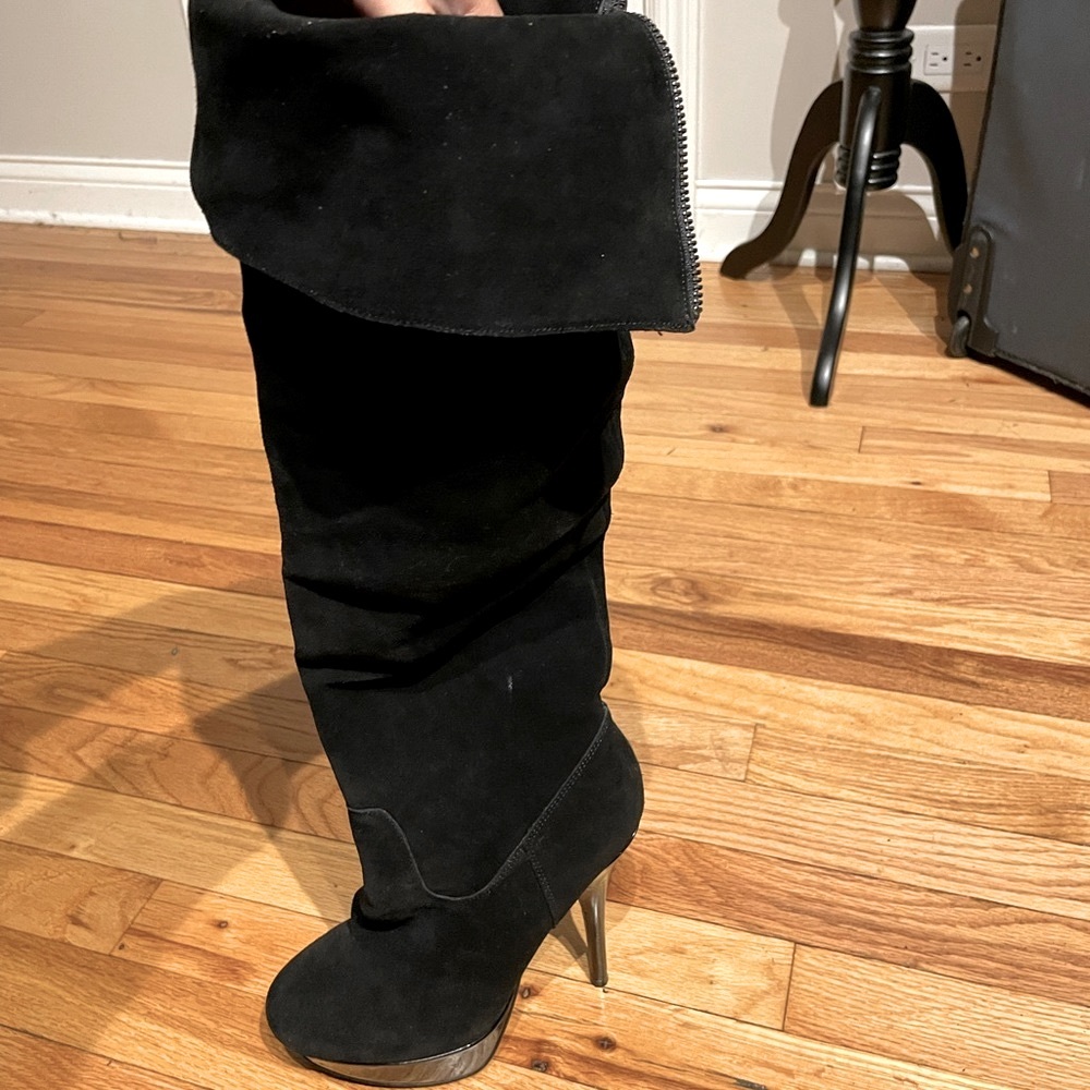 Steve Madden Calgarry Leather Heeled Platforms knee high vintage y2k boots 8